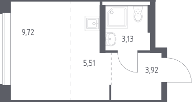 1-к. квартира, 22&nbsp;м²
