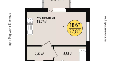 Студия, 29&nbsp;м²