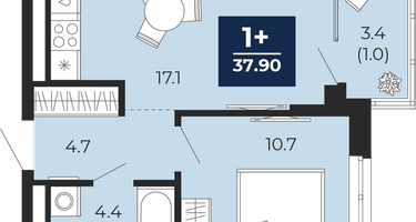 1-к. квартира, 36&nbsp;м²