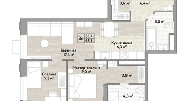2-к. квартира, 65&nbsp;м²