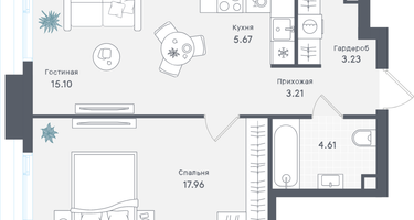 1-к. квартира, 49 м²