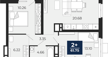 2-к. квартира, 58&nbsp;м²