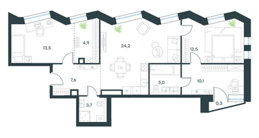 3-к. квартира, 81 м²