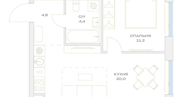 2-к. квартира, 40&nbsp;м²