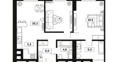 2-к. квартира, 80&nbsp;м²