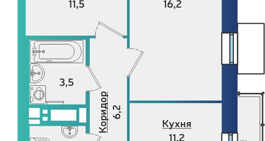 2-к. квартира, 54&nbsp;м²