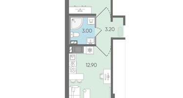 1-к. квартира, 30&nbsp;м²