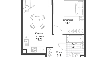 1-к. квартира, 40&nbsp;м²