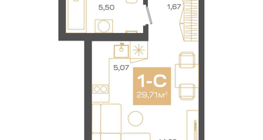 Студия, 29&nbsp;м²