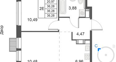 2-комнатная квартира, 36&nbsp;м²