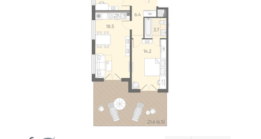 2-к. квартира, 62&nbsp;м²