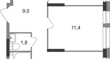 2-к. квартира, 57&nbsp;м²