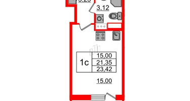 Студия, 21&nbsp;м²