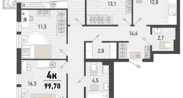 4-к. квартира, 99&nbsp;м²