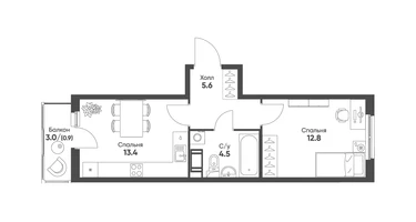 1-к. квартира, 37 м²