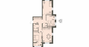 3-к. квартира, 68 м²