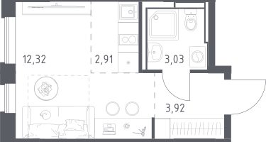 Студия, 22&nbsp;м²