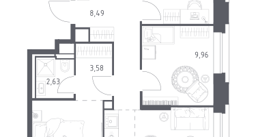 Студия, 62&nbsp;м²