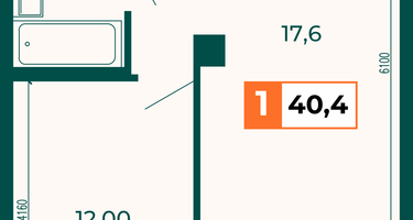 1-к. квартира, 40 м²