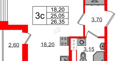 Студия, 25&nbsp;м²