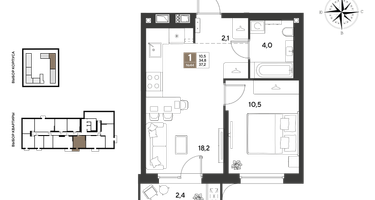 1-к. квартира, 37&nbsp;м²