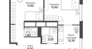 2-к. квартира, 50&nbsp;м²