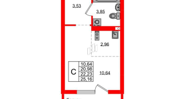 Студия, 22 м²