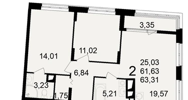 2-к. квартира, 61&nbsp;м²