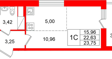 Студия, 22&nbsp;м²