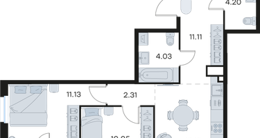 2-к. квартира, 57&nbsp;м²