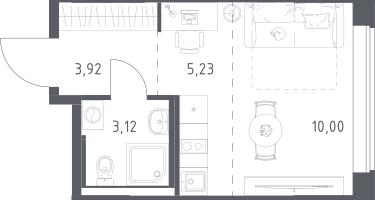 1-к. квартира, 22&nbsp;м²