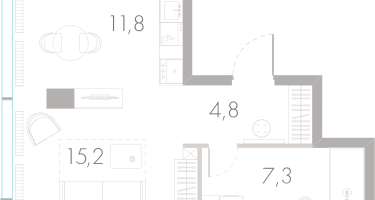Студия, 39&nbsp;м²