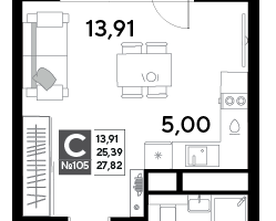 Студия, 27&nbsp;м²