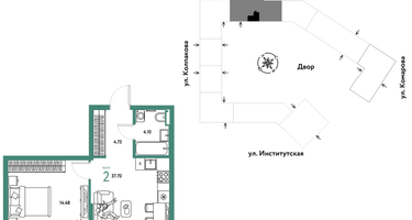 Студия, 37 м²