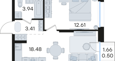 1-к. квартира, 38 м²