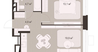 1-к. квартира, 42 м²