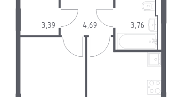 1-к. квартира, 33&nbsp;м²