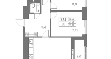 Студия, 68&nbsp;м²