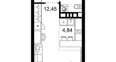 1-к. квартира, 27 м²