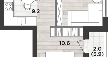 2-к. квартира, 38 м²