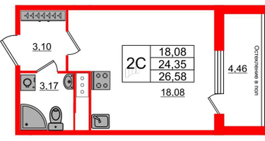 Студия, 24&nbsp;м²