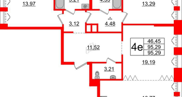 3-к. квартира, 95 м²