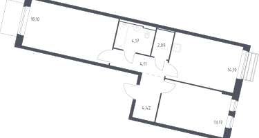 2-к. квартира, 59&nbsp;м²