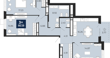 3-к. квартира, 94&nbsp;м²