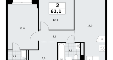 2-к. квартира, 61&nbsp;м²