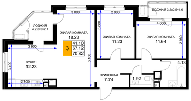 3-к. квартира, 72&nbsp;м²