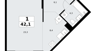 Студия, 42&nbsp;м²