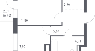 1-к. квартира, 33&nbsp;м²