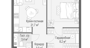 1-комнатная квартира, 70&nbsp;м²