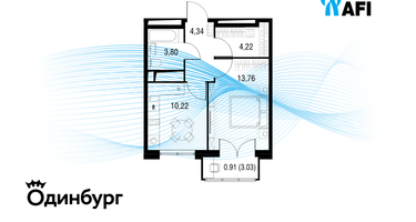 1-к. квартира, 37&nbsp;м²